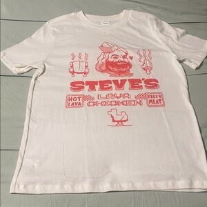 White Graphic Minecraft T-Shirt with Red Print